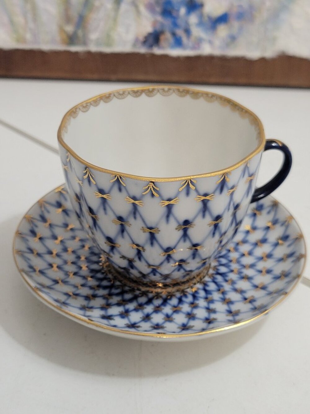 Vintage Russian Lomonosov Porcelain Cappucino /Espresso Cup and Saucer